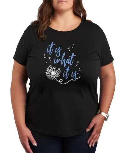 Hybrid Apparel Trendy Plus Size It Is What It Is Size Graphic Crew Neck T-shirt In Black