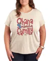 Hybrid Apparel Trendy Plus Size Lilo And Stitch Core Graphic Crew Neck T-shirt In Beige,khaki