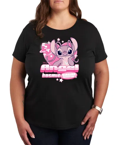 Hybrid Apparel Trendy Plus Size Lilo And Stitch Core Graphic Crew Neck T-shirt In Black