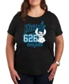 Hybrid Apparel Trendy Plus Size Lilo And Stitch Core Graphic Crew Neck T-shirt In Black