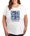 Hybrid Apparel Trendy Plus Size Lilo And Stitch Core Graphic Crew Neck T-shirt In White
