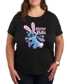 Hybrid Apparel Trendy Plus Size Lilo And Stitch Holidays Graphic Crew Neck T-shirt In Black