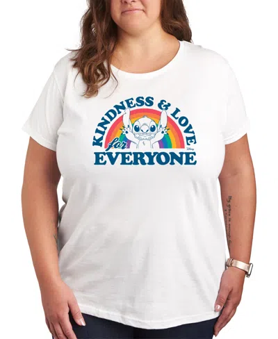 Hybrid Apparel Trendy Plus Size Lilo And Stitch Holidays Graphic Crew Neck T-shirt In White