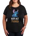 Hybrid Apparel Trendy Plus Size Lilo & Stitch Nope Not Today Graphic T-shirt In Black
