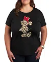 Hybrid Apparel Trendy Plus Size Minnie Mouse Cheetah Silhouette Graphic T-shirt In Black