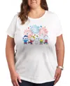 Hybrid Apparel Trendy Plus Size Peanuts 4th Of July Fireworks Graphic Crew Neck T-shirt In White