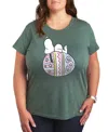 Hybrid Apparel Trendy Plus Size Peanuts Happy Easter Egg Graphic Crew Neck T-shirt In Green