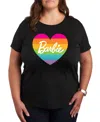 Hybrid Apparel Trendy Plus Size Pride Barbie Rainbow Heart Graphic T-shirt In Black