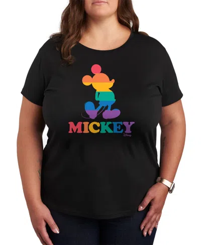 Hybrid Apparel Trendy Plus Size Pride Rainbow Mickey Mouse Graphic T-shirt In Black