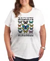 Hybrid Apparel Trendy Plus Size Radiate Kindess Size Graphic Crew Neck T-shirt In White