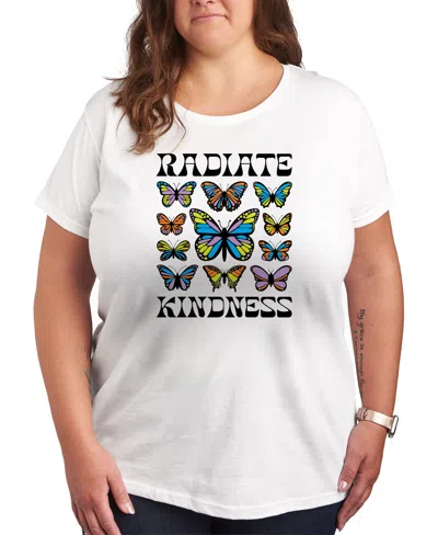 Hybrid Apparel Trendy Plus Size Radiate Kindess Size Graphic Crew Neck T-shirt In White