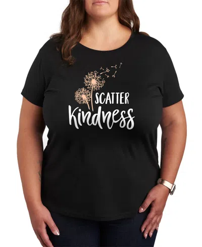 Hybrid Apparel Trendy Plus Size Scatter Kindess Graphic Crew Neck T-shirt In Black