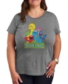 Hybrid Apparel Trendy Plus Size Sesame Street Group Graphic Crew Neck T-shirt In Grey