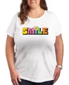 Hybrid Apparel Trendy Plus Size Smile Size Graphic Crew Neck T-shirt In White