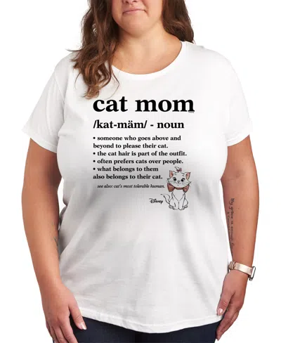 Hybrid Apparel Trendy Plus Size The Aristocats Cat Mom Graphic Crew Neck T-shirt In White