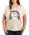 Hybrid Apparel Trendy Plus Size The Aristocats Easily Distracted Graphic Crew Neck T-shirt In Beige,khaki
