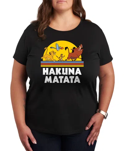 Hybrid Apparel Trendy Plus Size The Lion King Hakuna Matata Graphic T-shirt In Black
