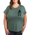 Hybrid Apparel Trendy Plus Size Wicked Elphaba Graphic Crew Neck T-shirt In Green