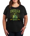 Hybrid Apparel Trendy Plus Size Wicked Emerald City Graphic Crew Neck T-shirt In Black