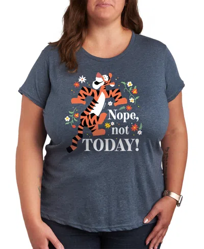 Hybrid Apparel Trendy Plus Size Winnie The Pooh Nope Not Today Graphic Crew Neck T-shirt In Blue