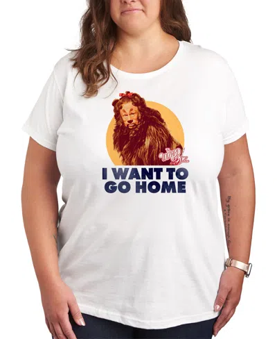 Hybrid Apparel Trendy Wizard Of oz Lion Plus Size Graphic T-shirt In White