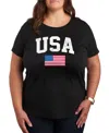 Hybrid Apparel Usa Flag Plus Size Graphic T-shirt In Black