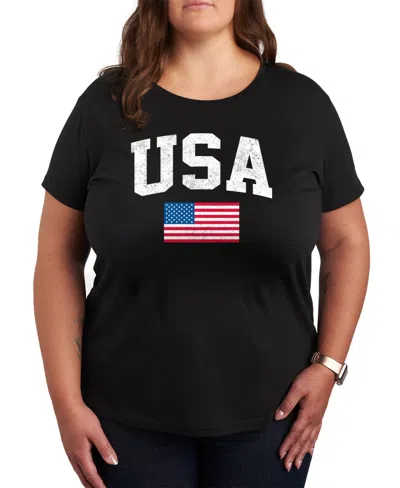 Hybrid Apparel Usa Flag Plus Size Graphic T-shirt In Black