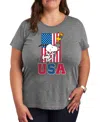 Hybrid Apparel Usa Torch Plus Size Graphic T-shirt In Heather Grey