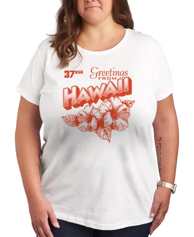 Hybrid Apparel Usps Hawaii Stamp Plus Size Graphic T-shirt In White