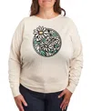 Hybrid Apparel Wildflower Circle Plus Size Graphic Pullover In Heather Juniper