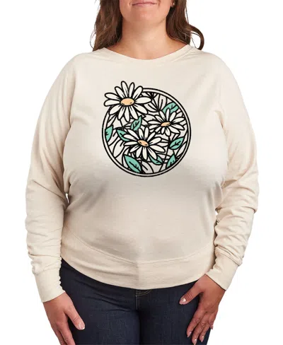 Hybrid Apparel Wildflower Circle Plus Size Graphic Pullover In Heather Juniper
