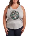 Hybrid Apparel Wildflower Circle Plus Size Graphic Tank In Heather Grey