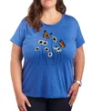Hybrid Apparel Wildflower Garden Plus Size Graphic T-shirt In Heather Royal Blue