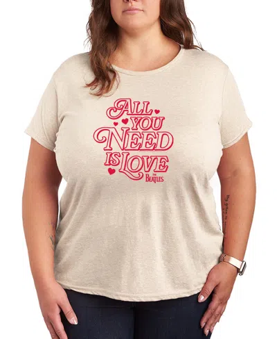 Hybrid Apparel Women's All You Need Is Love Beatles Short Sleeve Graphic T-shirt In Brown
