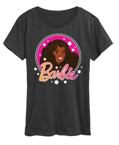 Hybrid Apparel Women's Barbie Retro Stars Logo Short Sleeve Graphic T-shirt In Gold