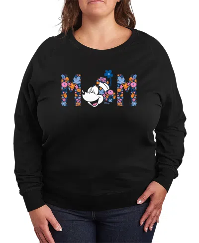 Hybrid Apparel Women's Disney Mom Minnie Florals French Terry Long-sleeve T-shirt In Black