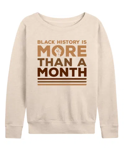 Hybrid Apparel Women's Instant Message Black History More Than Month French Terry Long Sleeve T-shirt In Brown