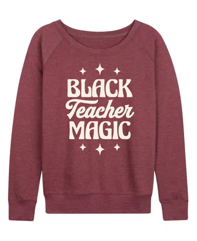 Hybrid Apparel Women's Instant Message Black Teacher Magic French Terry Long Sleeve T-shirt In Gray