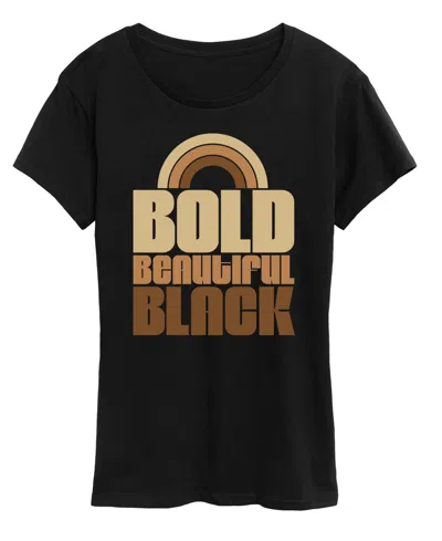 Hybrid Apparel Women's Instant Message Bold Beautiful Black Short Sleeve Graphic T-shirt In Blue