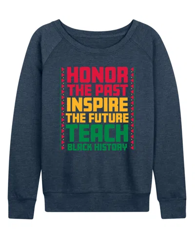 Hybrid Apparel Women's Instant Message Honor The Past Black History French Terry Long Sleeve T-shirt In Blue