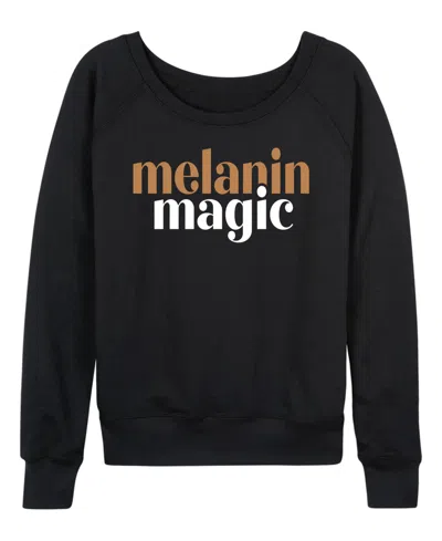 Hybrid Apparel Women's Instant Message Melanin Magic French Terry Long Sleeve T-shirt In Black