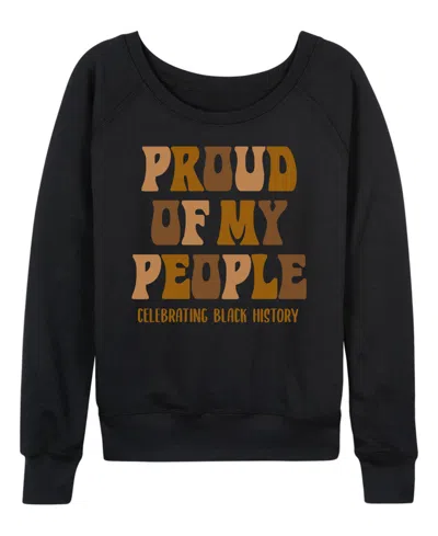 Hybrid Apparel Women's Instant Message Proud Of My People French Terry Long Sleeve T-shirt In Black