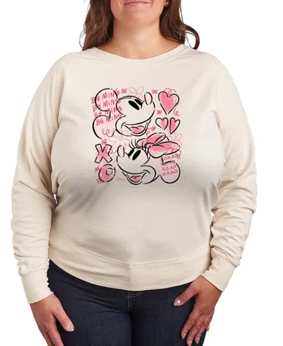 Hybrid Apparel Women's Mickey And Minnie Be Mine Xoxo French Terry Long Sleeve T-shirt In White