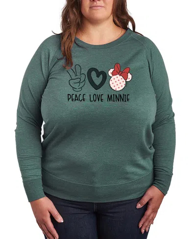 Hybrid Apparel Women's Peace Love Minnie Women's French Terry Long Sleeve T-shirt In Green