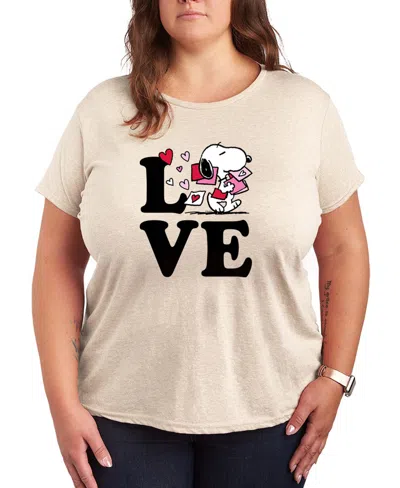 Hybrid Apparel Women's Peanuts Love Snoopy Short Sleeve Graphic T-shirt In Purple