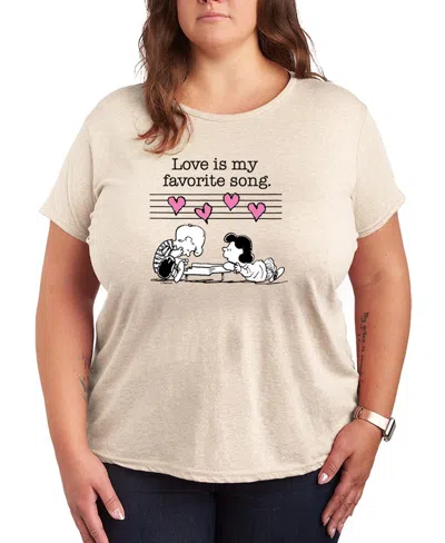 Hybrid Apparel Women's Peanuts Lucy And Schroeder Love Song Short Sleeve Graphic T-shirt In Nude