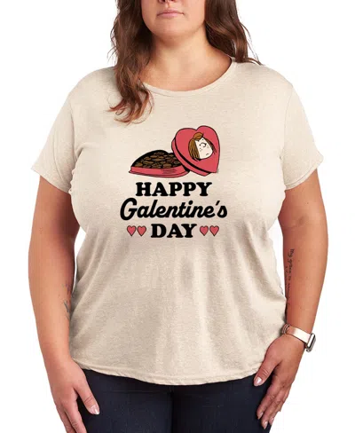 Hybrid Apparel Women's Peanuts Peppermint Patty Happy Galentines Day Short Sleeve Graphic T-shirt In White