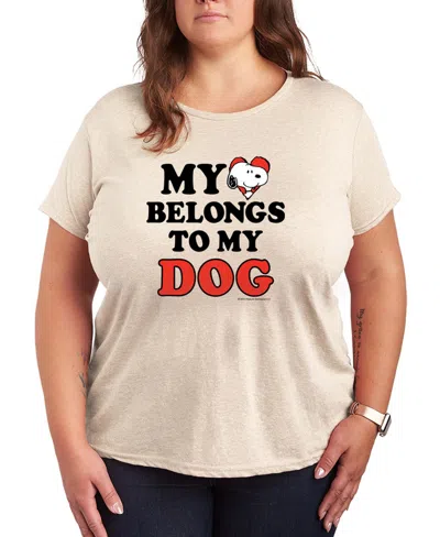 Hybrid Apparel Women's Peanuts Snoopy My Heart Belongs To My Dog Short Sleeve Graphic T-shirt In Multi