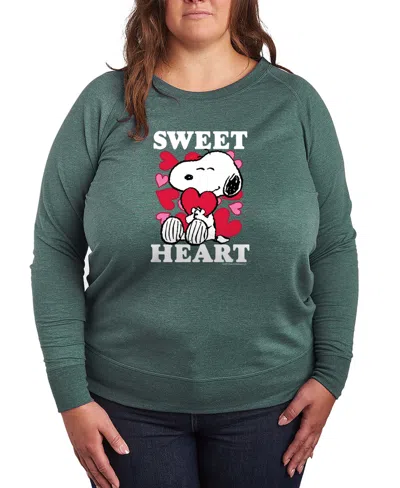 Hybrid Apparel Women's Peanuts Snoopy Sweet Heart Valentine French Terry Pullover T-shirt In Multi