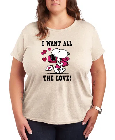 Hybrid Apparel Women's Peanuts Snoopy Valentine I Want All The Love Short Sleeve Graphic T-shirt In Pattern